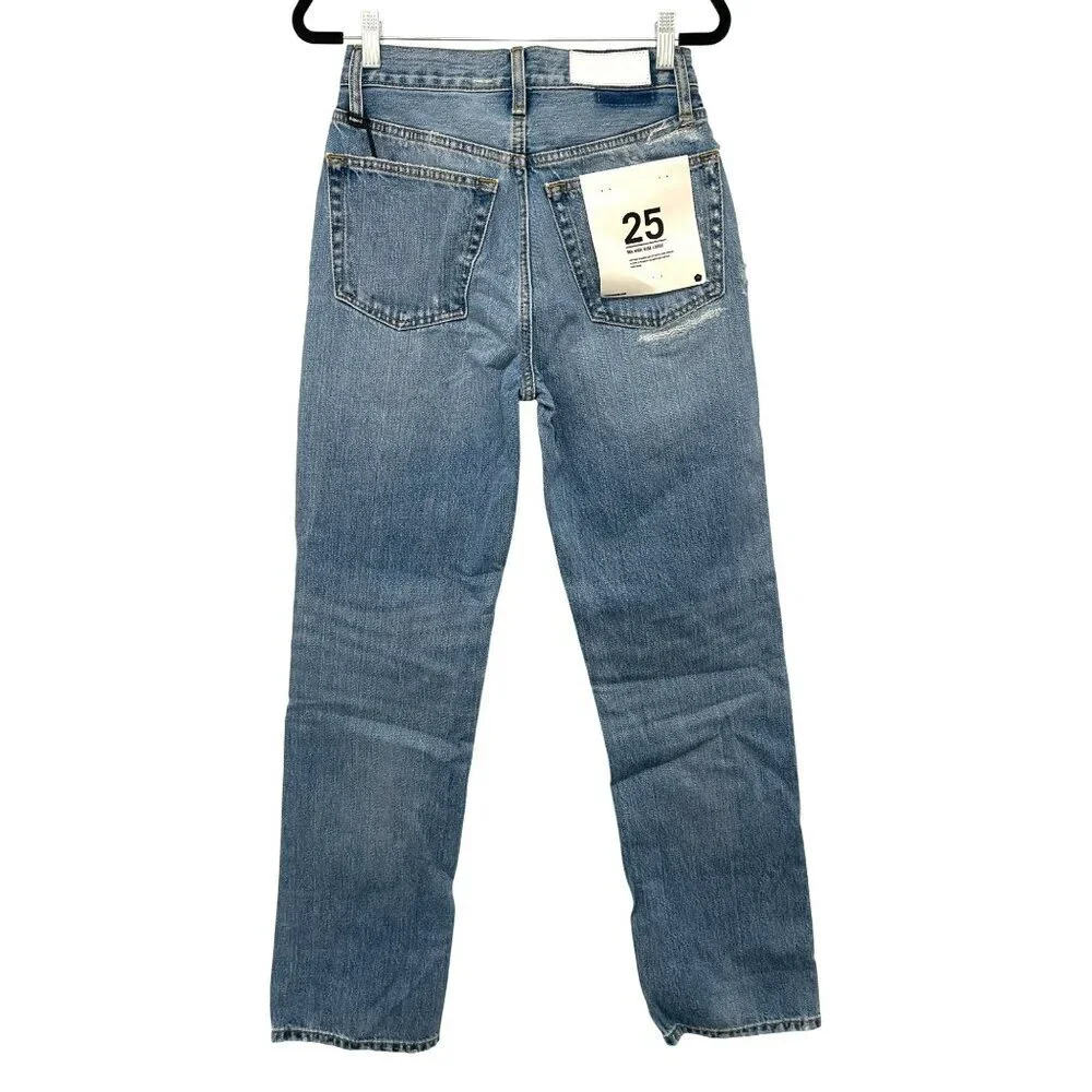 Re/Done 90s High Rise Loose Jeans Size 25 Distressed Denim Straight Leg NWT
